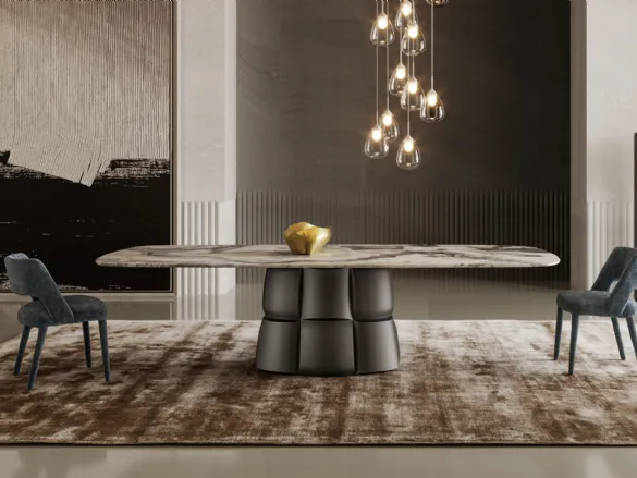 Tavolo Palazzo con top in marmo e base in poliuretano di Bonaldo