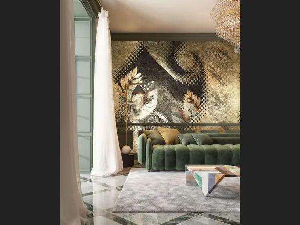 Carta da parati Goldenwall con illustrazione floreale Kookspook Inkiostro Bianco