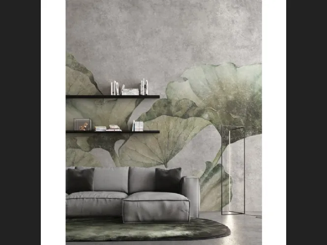 Carta da parati con foglie Lotus Leaves di Adriani e Rossi