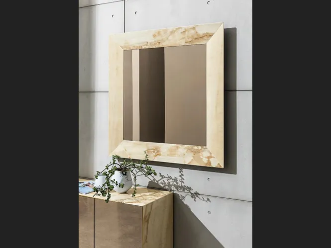Specchio quadrato Denver con cornice in ceramica di Sovet