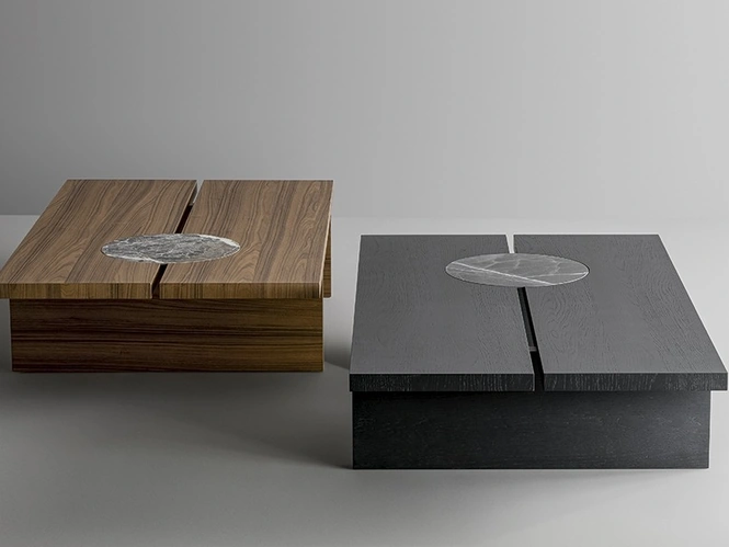 Tavolino Moon in legno con inserto in ceramica di Bonaldo