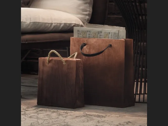 Vaso contenitore in ceramica opaca rigata Bag di Adriani e Rossi