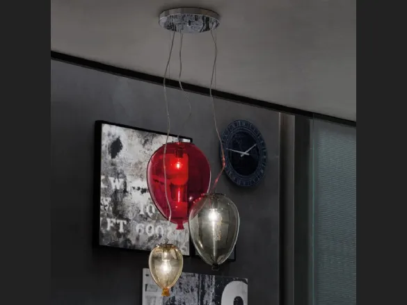 Lampada composta da 3 lampade in vetro veneziano Balloon System 3 di Adriani e Rossi