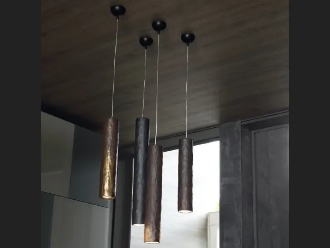 Lampada a sospensione in metallo bronzato Candle di Adriani e Rossi