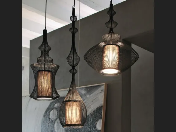 Lampada in filo di metallo verniciato nero File di Adriani e Rossi