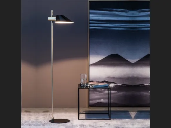 Lampada a piantana in metallo cromato Danish Floor di Adriani e Rossi