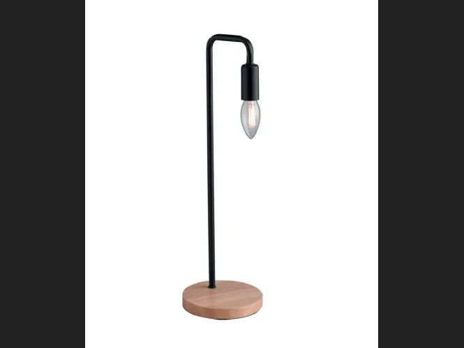Lampada da tavolo Sushi Nero in metallo con base in legno dallo stile minimale di F_A_N_ Europe