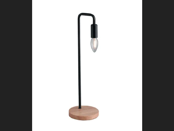 Lampada da tavolo Sushi Nero in metallo con base in legno dallo stile minimale di F_A_N_ Europe
