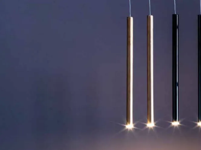 Lampada a sospensione in metallo color oro o bronzo Toby di Adriani e Rossi