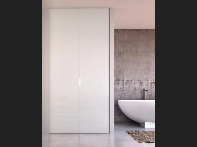Porta per interni a soffietto in vetro satinato laccato bianco Aria Uni 26 Must di Zemma