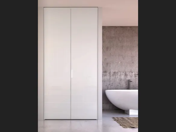 Porta per interni a soffietto in vetro satinato laccato bianco Aria Uni 26 Must di Zemma