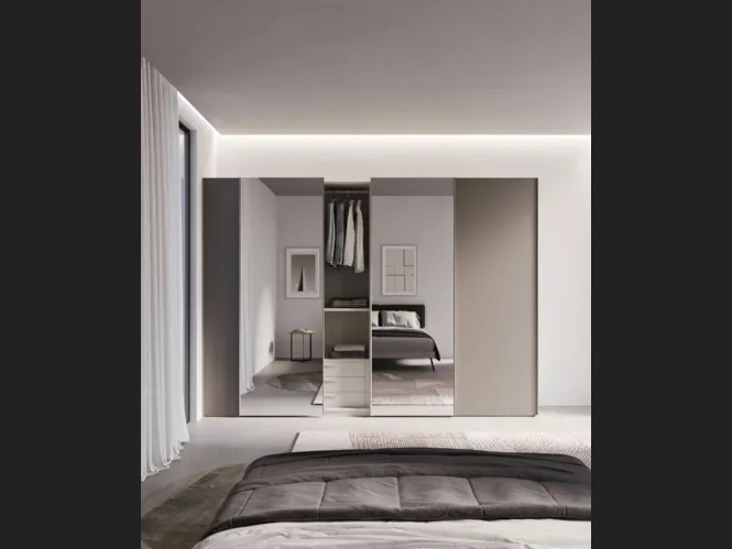 Armadio Armadio finitura Platino ante Specchio Modul Spalla di Nardi Interni