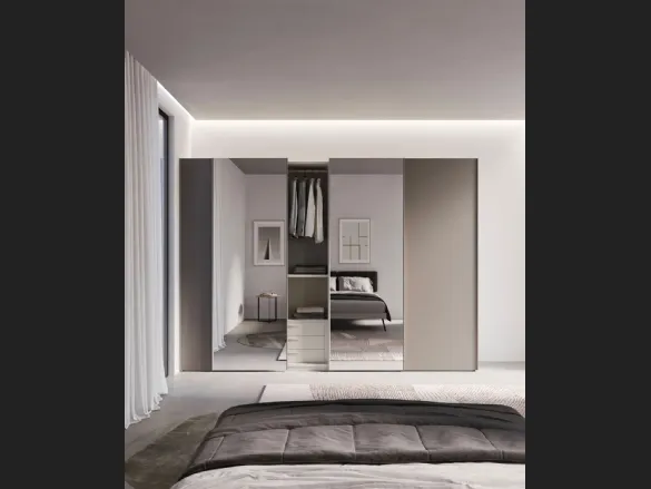 Armadio Armadio finitura Platino ante Specchio Modul Spalla di Nardi Interni
