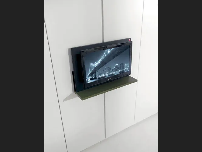 Armadio di design con ante battenti con porta tv estraibile in laccato bianco e verde Dream di Fimar