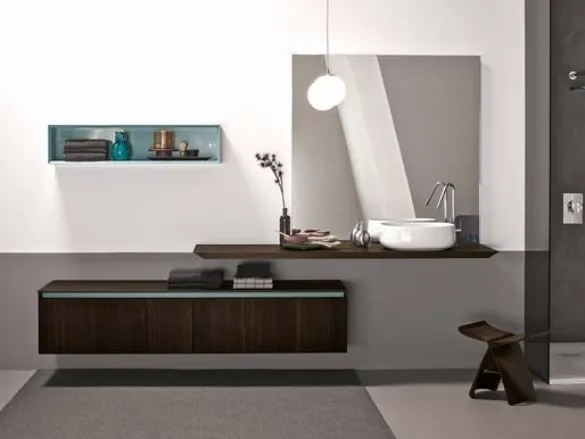 Mobile da Bagno sospeso in rovere termotrattato e laccato lucido 45 05 di Birex