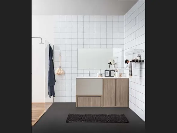 Mobile Bagno da appoggio in melaminico e laccato con top in mineral marmo Acqua e Sapone 05 di Birex
