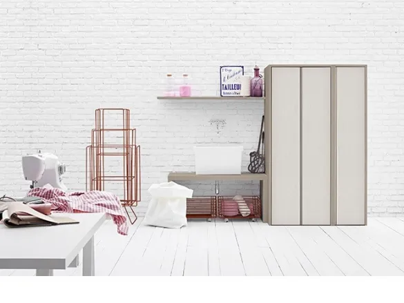 Mobile da Bagno in melaminico e lavabo in ceramica Acqua e Sapone Lavanderia 02 di Birex