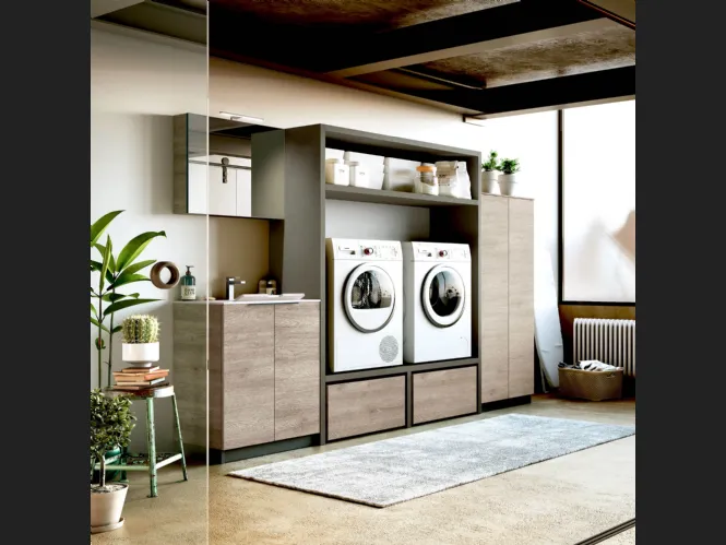 Mobile da Bagno per lavanderia in laminato e HPL Laundry 05 di Puntotre