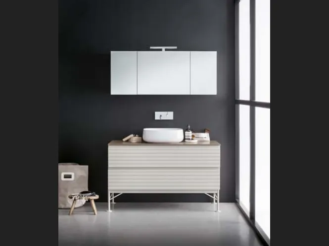 Mobile da Bagno a terra in laccato e metallo con top in marmo Unsui Memento 06 di Birex