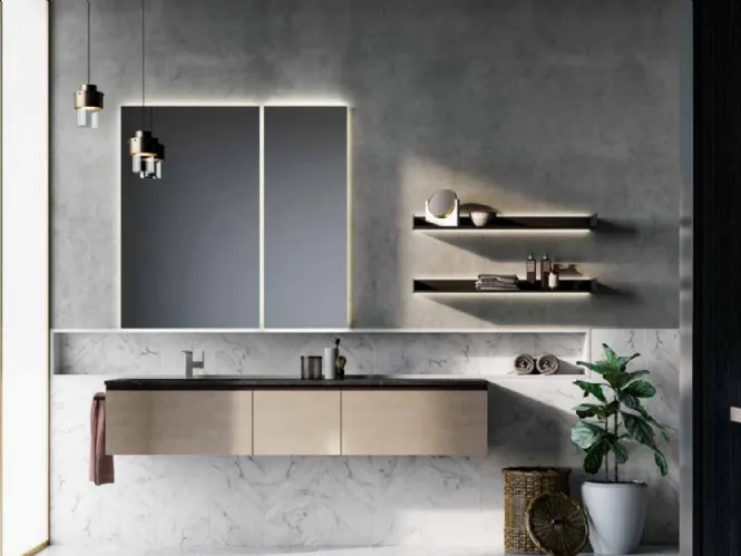 Mobile da Bagno sospeso in laccato metallico Sidero 07 di Birex