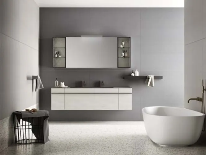 Mobile da Bagno sospeso in laccato effetto resina e top in alluminio Sidero 10 di Birex
