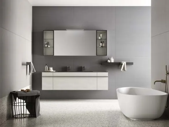 Mobile da Bagno sospeso in laccato effetto resina e top in alluminio Sidero 10 di Birex