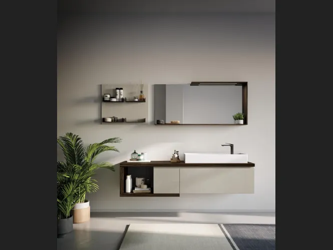 Mobile da Bagno sospeso in laminato Sistema Gola 11 di Puntotre