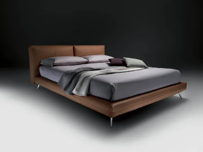 Letto in pelle con secret box e testiera imbottita Kuna Levante di Bontempi Letti Design