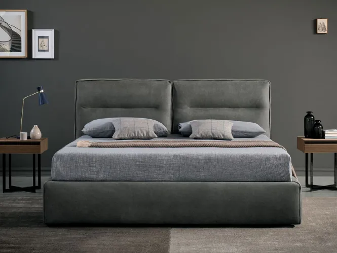 Letto Dallas in legno e tessuso di Bodema