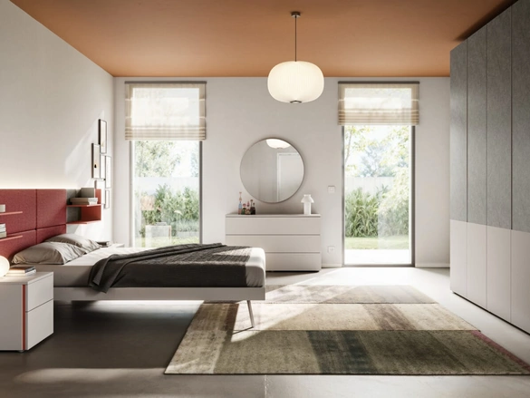 Letto matrimoniale Giako Basic 14 con testiera in tessuto di Orme