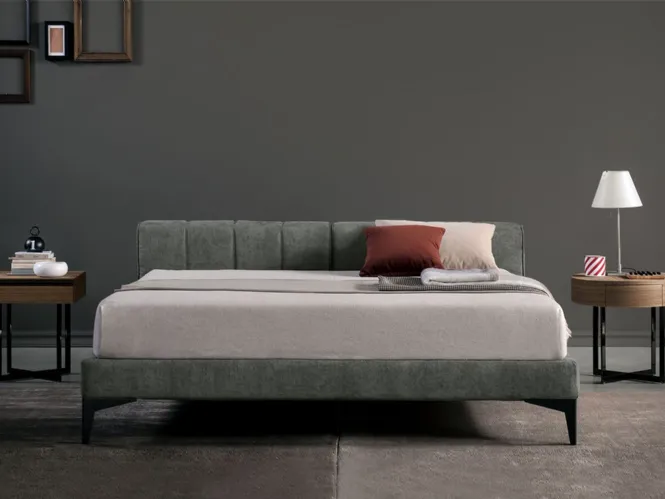 Letto Harry in tessuto e legno di Bodema