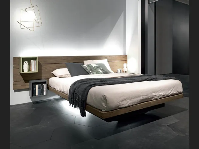 Letto in legno con box contenitore e testiera Sorvolo di Fimar