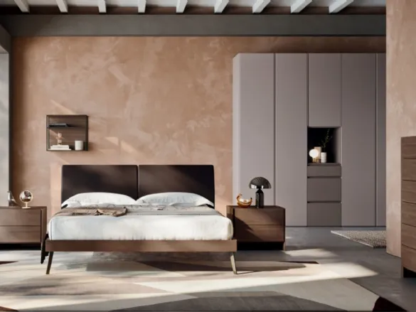Letto in legno con testiera in ecopelle Ofelia di Orme