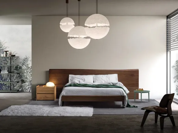 Letto Zen Dark Brown in massello di Rovere con testiera di Devina Nais