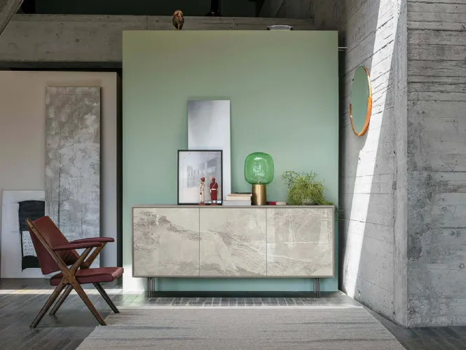 Madia Giunone in laminato con inserto in Gres porcellanato effetto marmo di Target Point