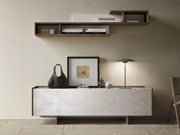 Madia Horizon Slim 980 in laccato spatolato Avorio di Mobilgam