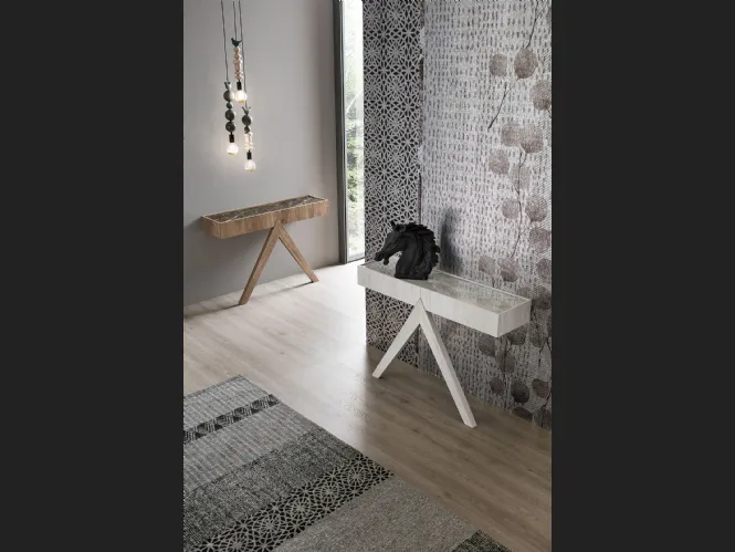 Mobile ingresso consolle Arrow con top in gres porcellanato e struttura in laminato di Target Point