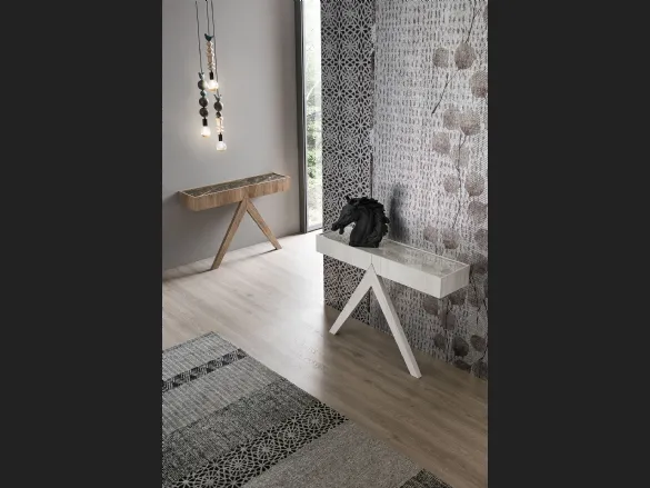 Mobile ingresso consolle Arrow con top in gres porcellanato e struttura in laminato di Target Point