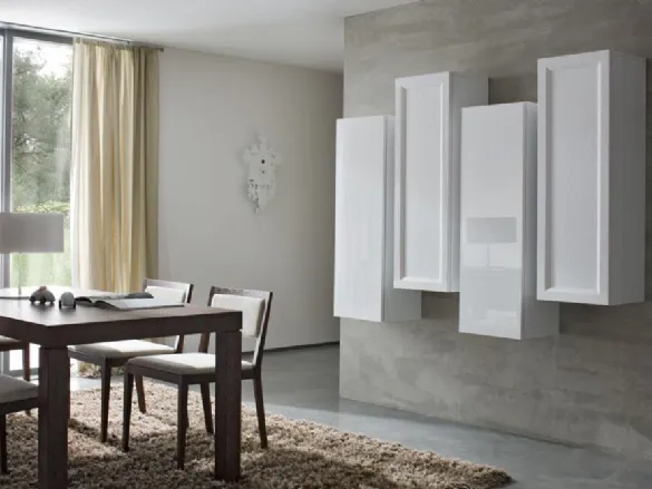 Parete Attrezzata Composizione Zenith 115 in laccato lucido e legno di Mobilgam