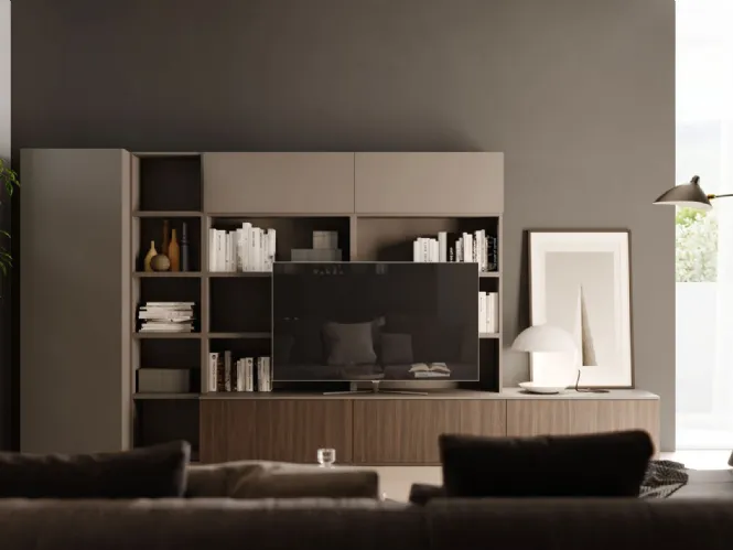 Parete Attrezzata Living Cotto e Tortora Modul Box di Nardi Interni