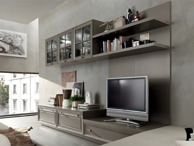 Parete Attrezzata MU459 in finitura Grigio di Maronese Acf