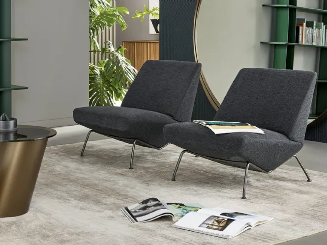 Poltrona in tessuto imbottito Sleek di Bonaldo