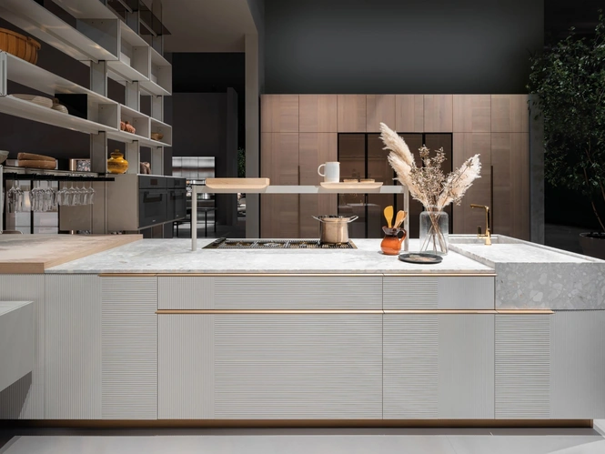 Cucina Design con penisola Intarsio Lines & Shines di Cesar