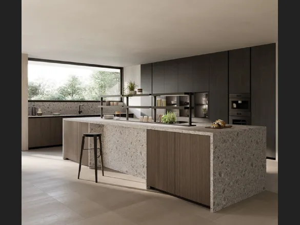Cucina Design con isola in Rovere Plissè e Hpl Kate HPL di Zecchinon Cucine