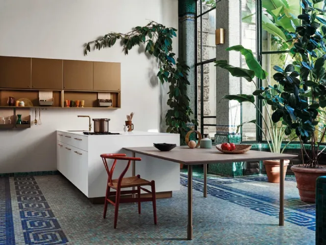Cucina Design lineare Maxima 2-2 Stilish Flare in Technomat Meringa di Cesar