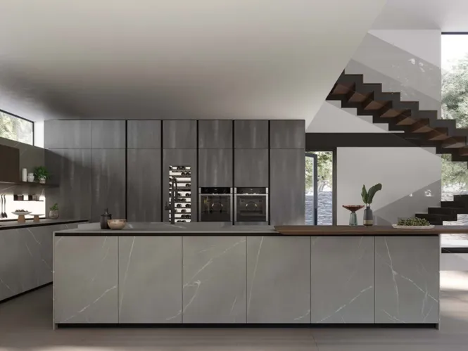 Cucina Design in laminam pietra grigio T70 Pietra di Zecchinon Cucine