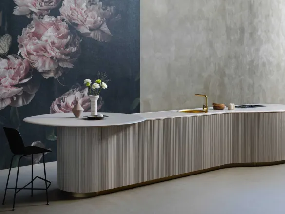 Cucina Design lineare Tangram in laccato opaco di Cesar