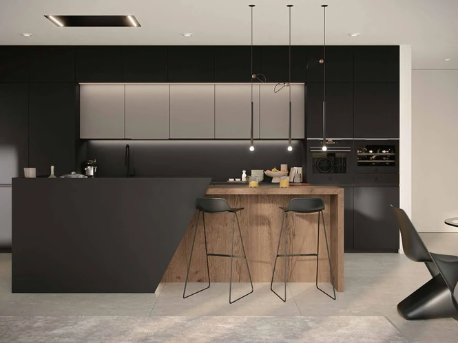 Cucina Moderna in Fenix Nero con isola MK07 di Gentili Cucine