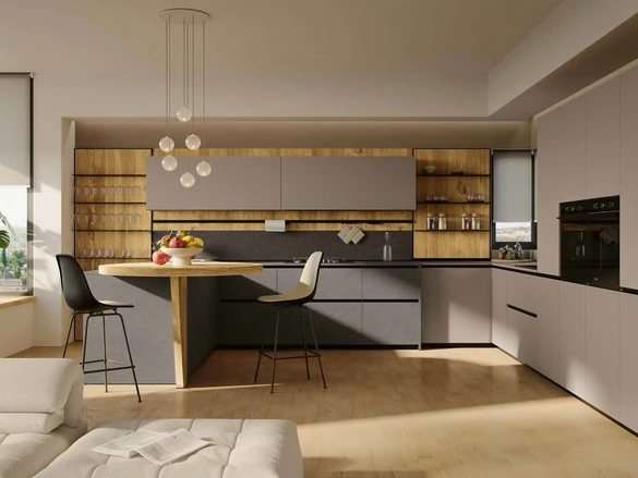 Cucina Moderna in pet e laminato con penisola MK11 di Gentili Cucine