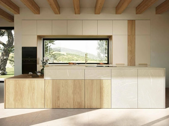 Cucina Moderna con isola MK04 in melaminico e laminato di Gentili Cucine